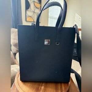 MCM Navy Leather Camouflage Print Tote Bag w/ Silver hardware